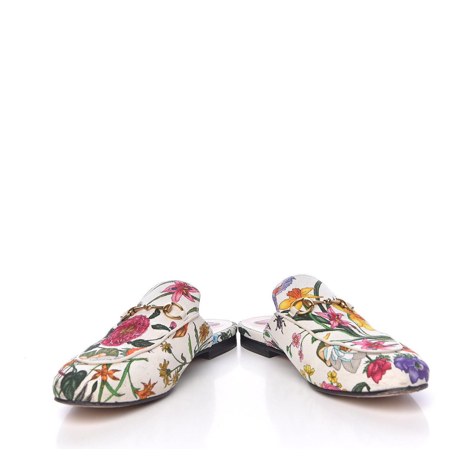 Gucci Canvas Flora Womens Princetown Slippers 39 White Multicolor 5 of 19