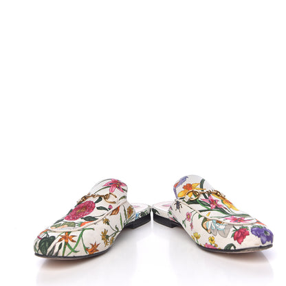Gucci Canvas Flora Womens Princetown Slippers 39 White Multicolor 5 of 19