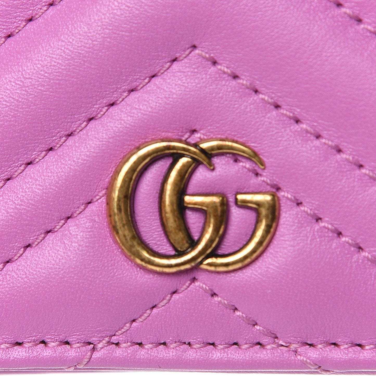 Calfskin Matelasse GG Marmont Card Case Candy Mousse
