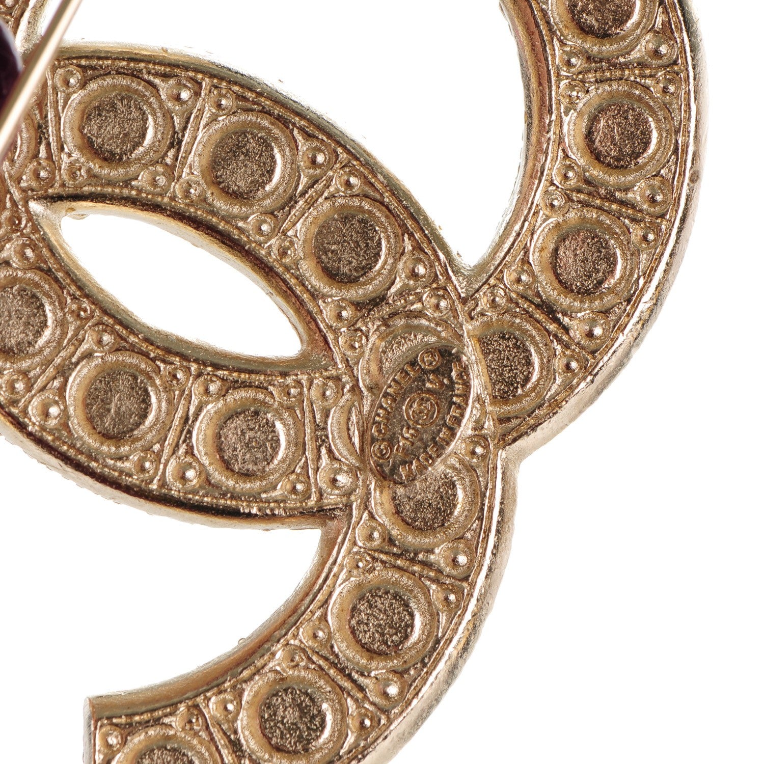 Chanel Metal Crystal Graduated Pearl CC Brooch Gold 4 of 4