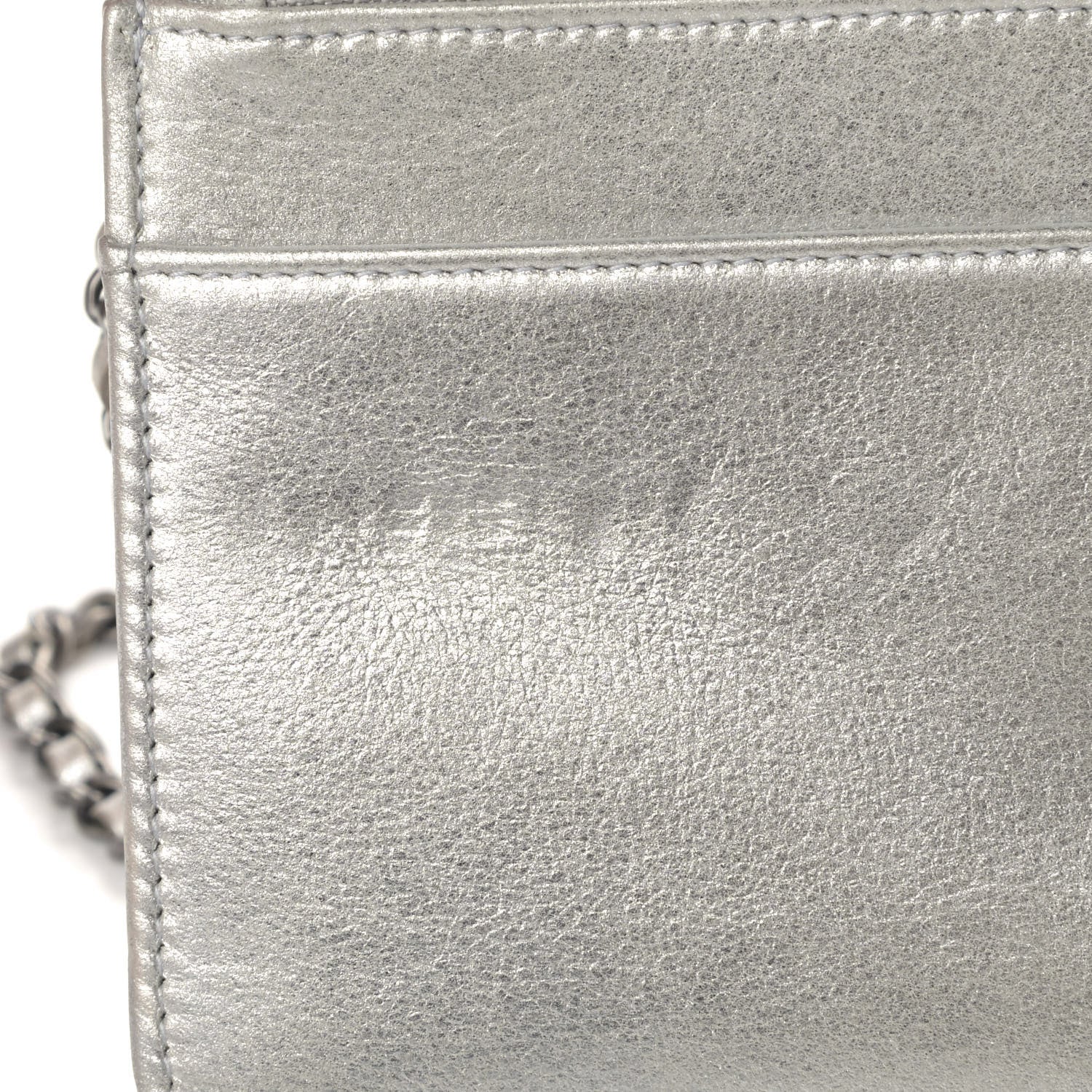 Chanel Metallic Lambskin Timeless Wallet on Chain WOC Silver 5 of 6