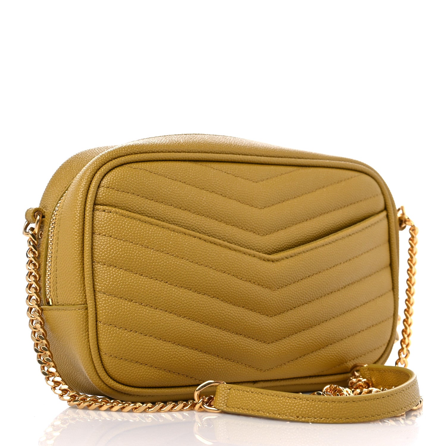 Saint Laurent Grain De Poudre Matelasse Monogram Mini Lou Camera Bag Light Chartreuse 3 of 9
