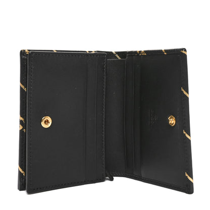 Gucci Calfskin Diagonal GG Card Case Black Gold 5 of 9