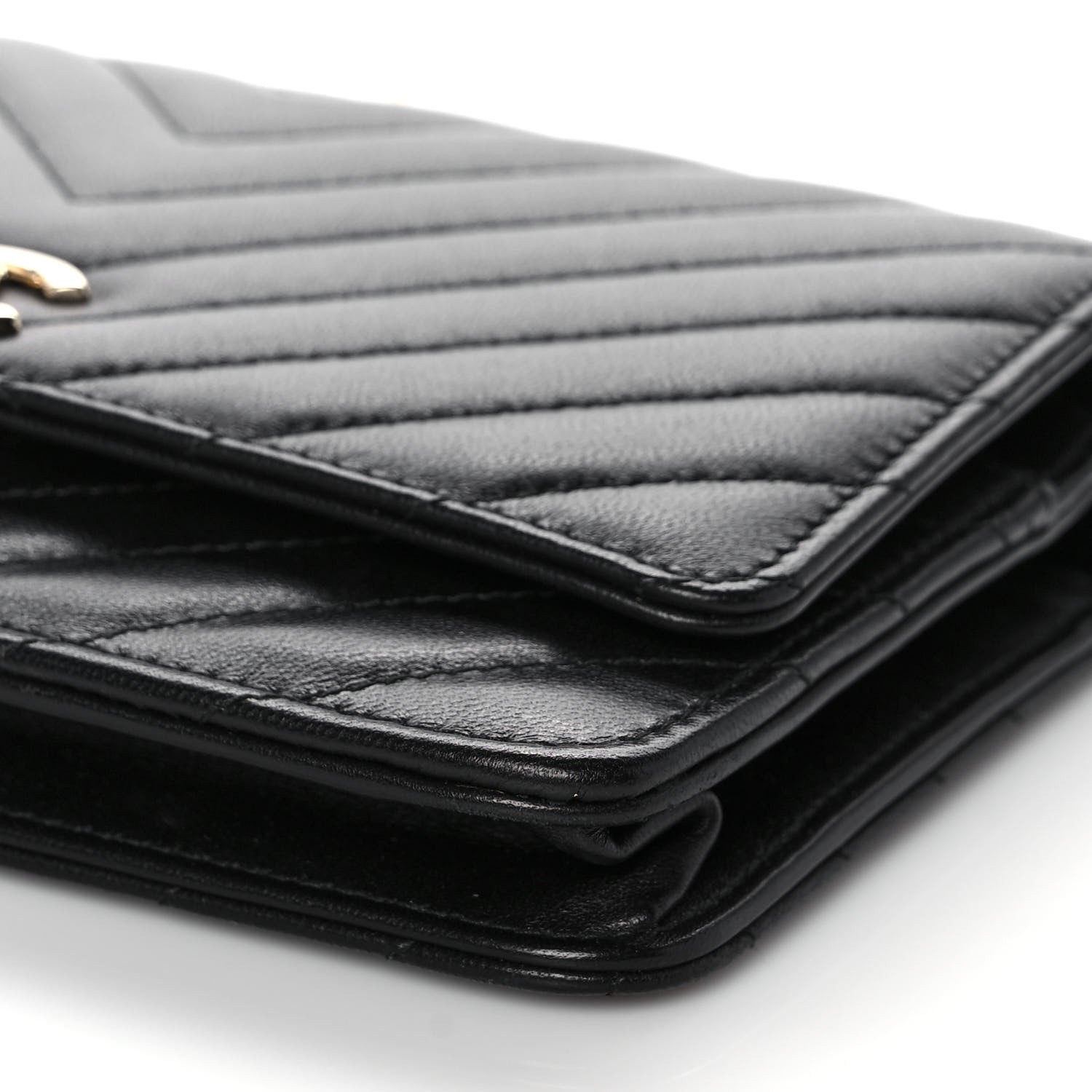 Chanel Lambskin Chevron Quilted Trendy CC Wallet On Chain WOC Black 9 of 14