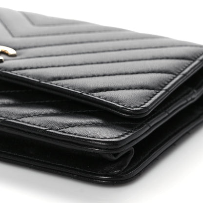 Chanel Lambskin Chevron Quilted Trendy CC Wallet On Chain WOC Black 9 of 14