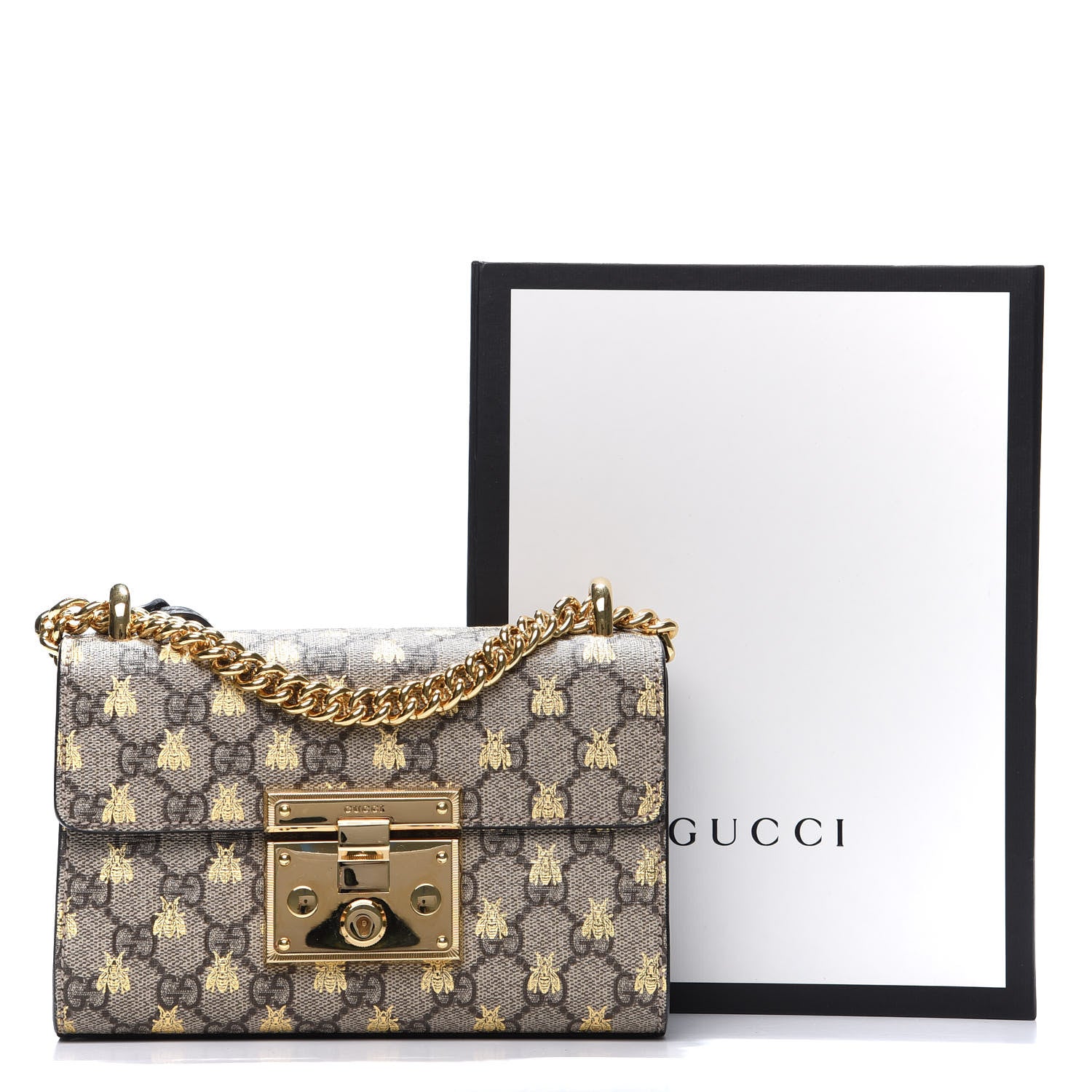 Gucci GG Supreme Monogram Bees Small Padlock Shoulder Bag Black 11 of 11