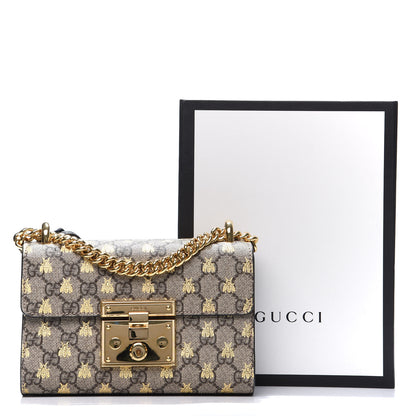 Gucci GG Supreme Monogram Bees Small Padlock Shoulder Bag Black 11 of 11
