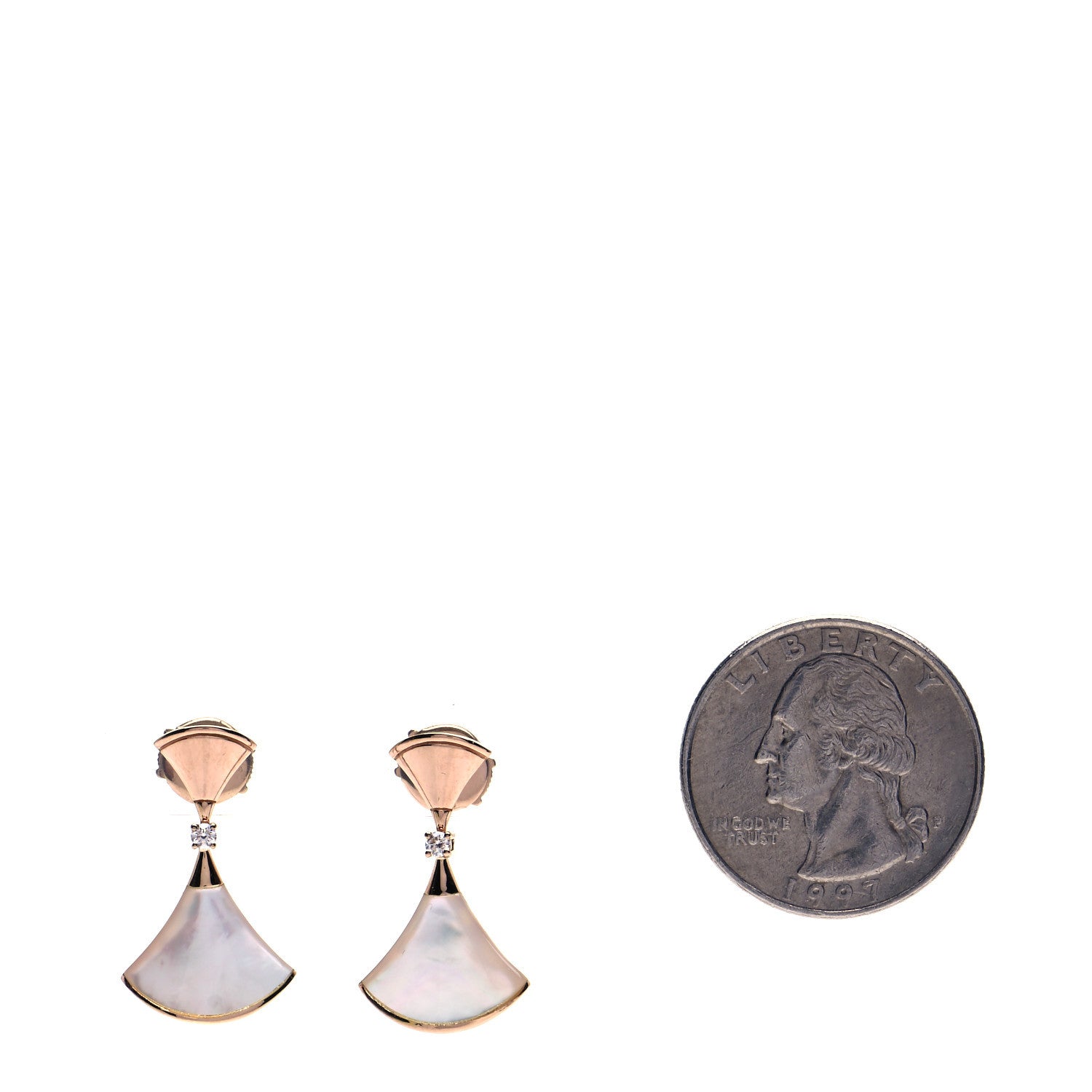 Bulgari 18K Rose Gold Diamond Mother of Pearl Divas' Dream Earrings 2 of 4