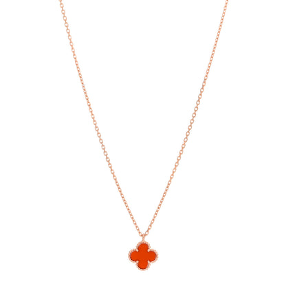 Van Cleef & Arpels 18K Rose Gold Carnelian Sweet Alhambra Pendant Necklace 1 of 5