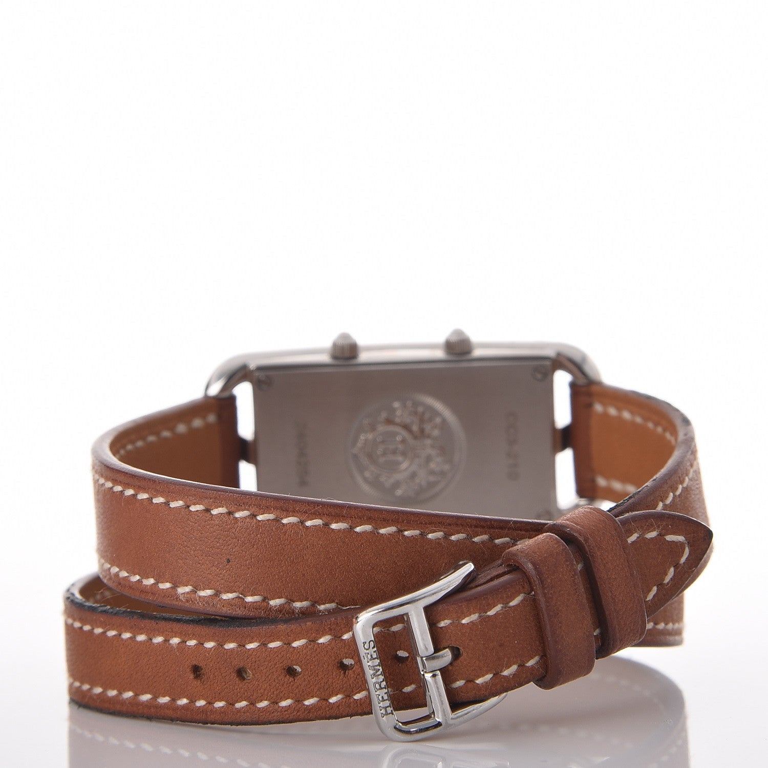 Hermes Stainless Steel Barenia 20mm Cape Cod Double Tour Deux Zones Quartz Watch Fauve 4 of 8