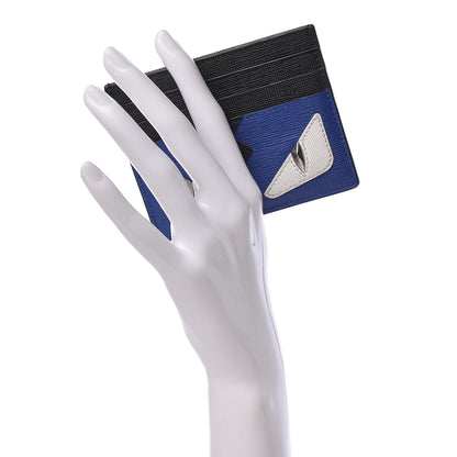 Fendi Vitello Elite Flamingo Lightning Monster Eyes Card Holder Blue Neon White 2 of 8