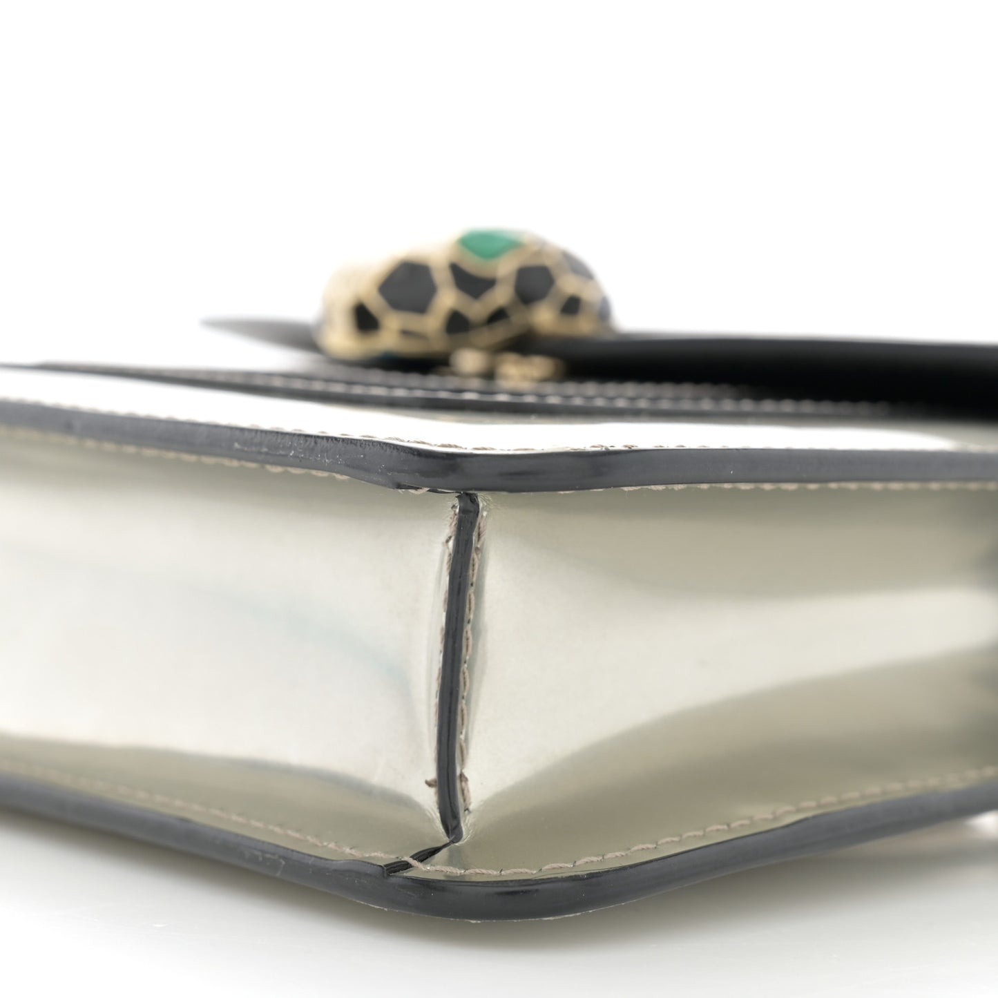 Metallic Calfskin Small Serpenti Forever Snake Strap Crossbody Bag Silver