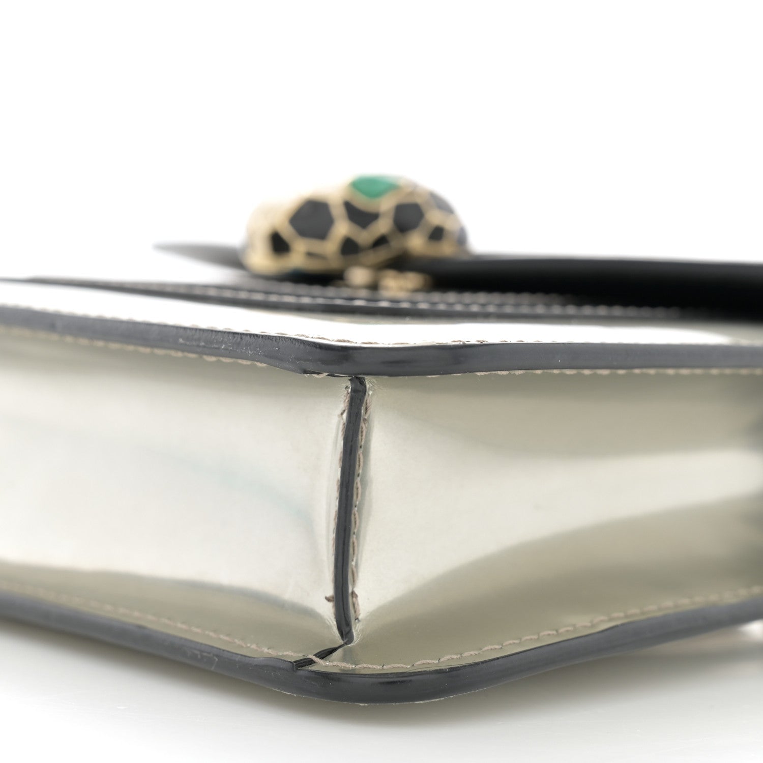 Bulgari Metallic Calfskin Small Serpenti Forever Snake Strap Crossbody Bag Silver 11 of 11