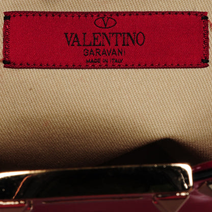 Valentino Garavani Patent Rockstud Dome Satchel Red 5 of 7