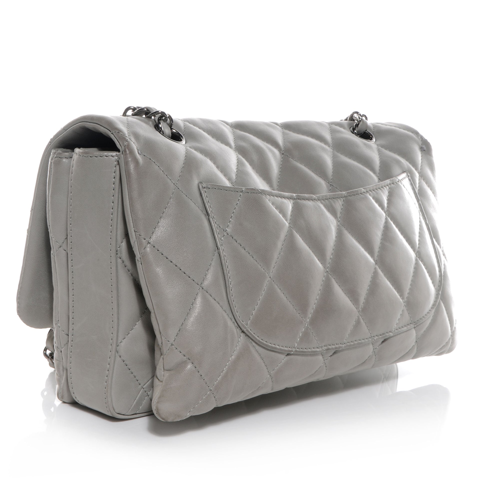 Chanel Lambskin Quilted 3 Large Flap Grey 3 of 8