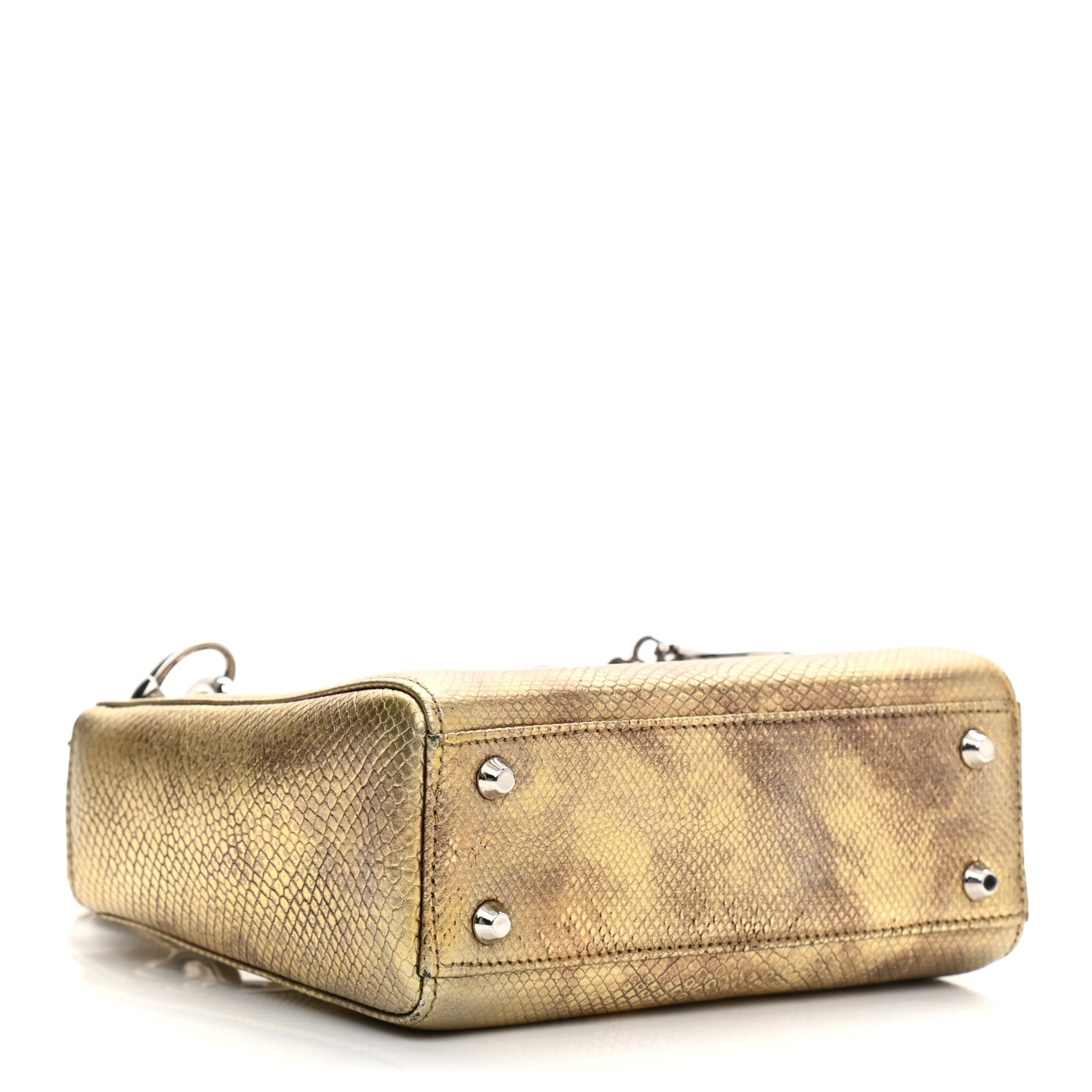 Metallic Lizard Mini Lady Dior Gold