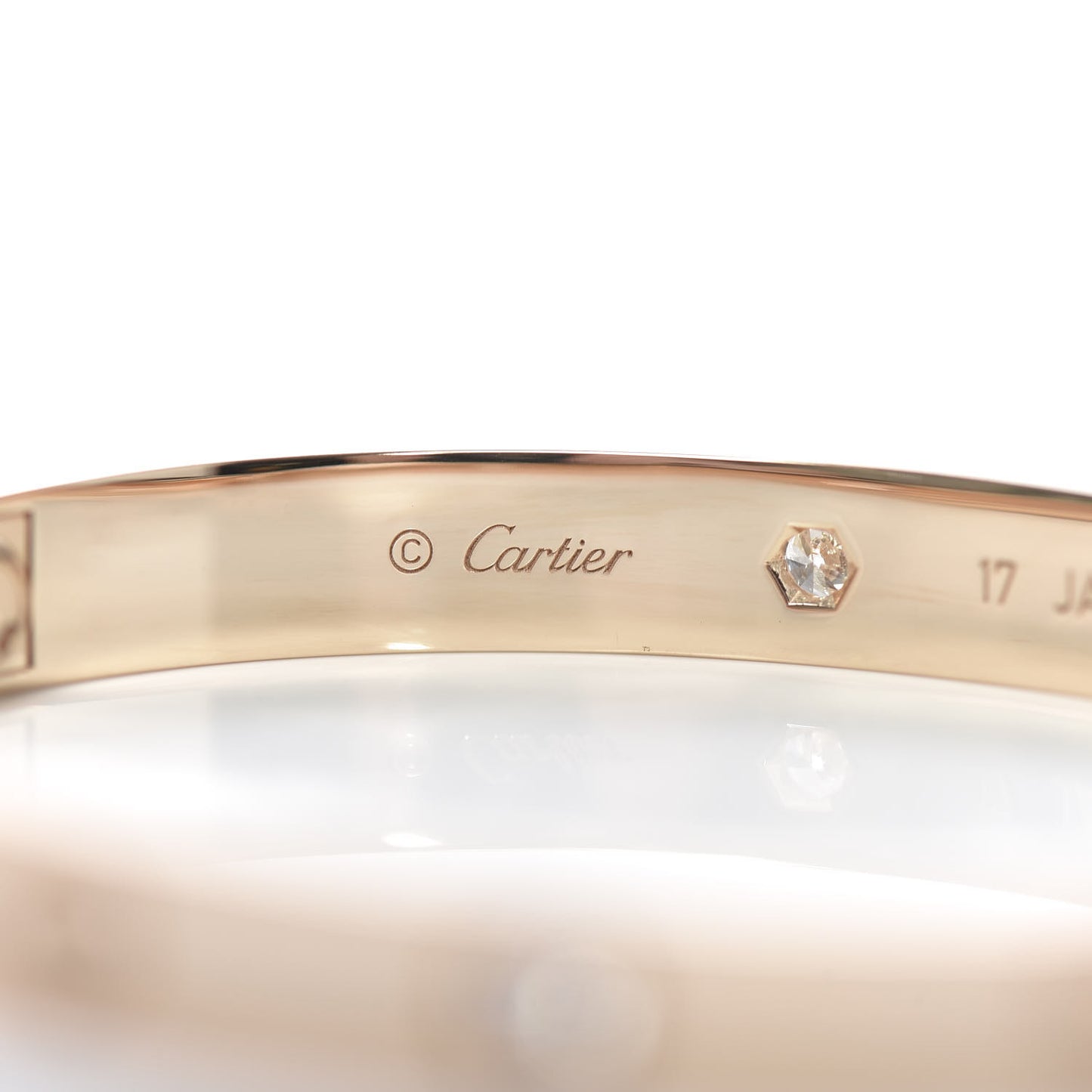 18K Pink Gold 4 Diamond LOVE Bracelet 17
