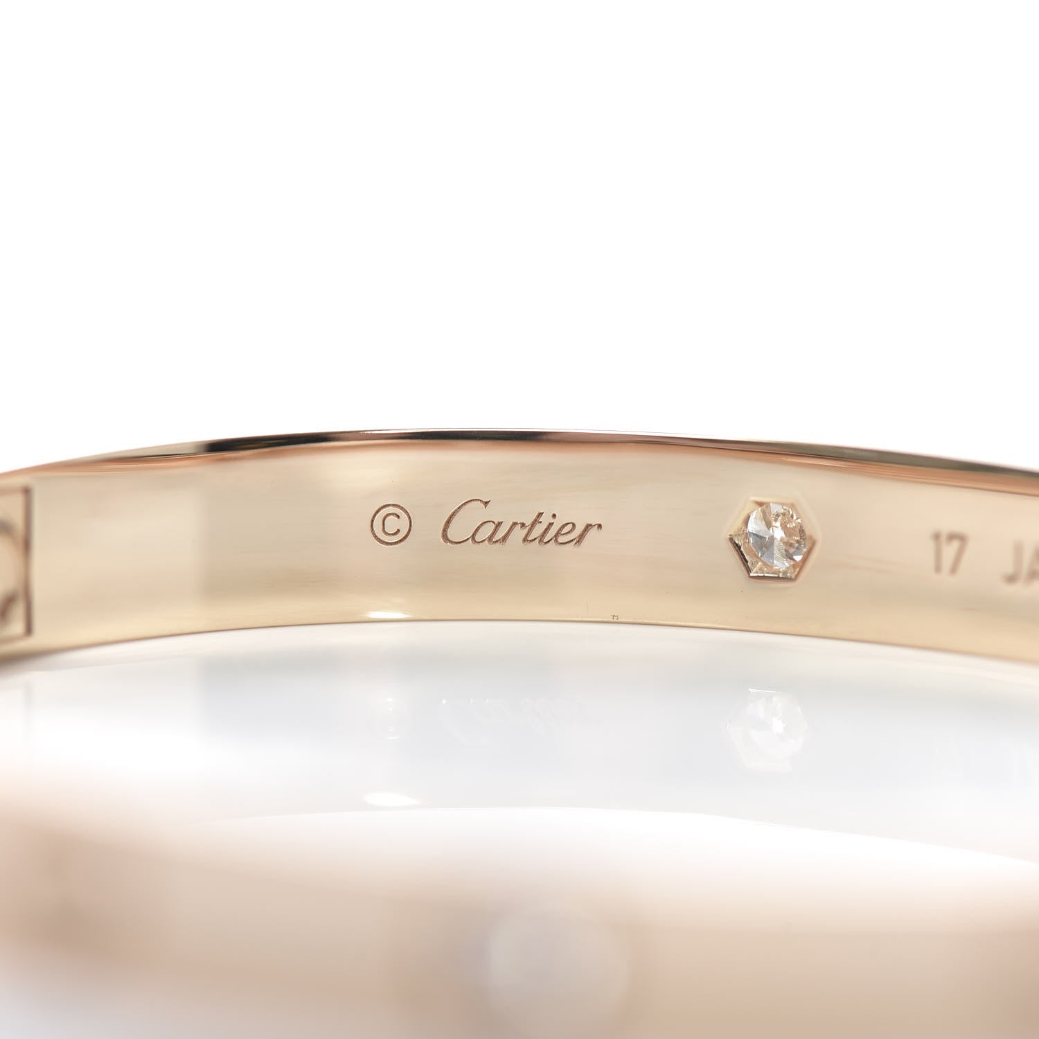 Cartier 18K Pink Gold 4 Diamond LOVE Bracelet 17 4 of 7