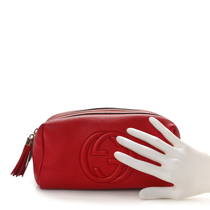 Gucci Pebbled Calfskin Soho Large Cosmetic Case Red 2 of 9