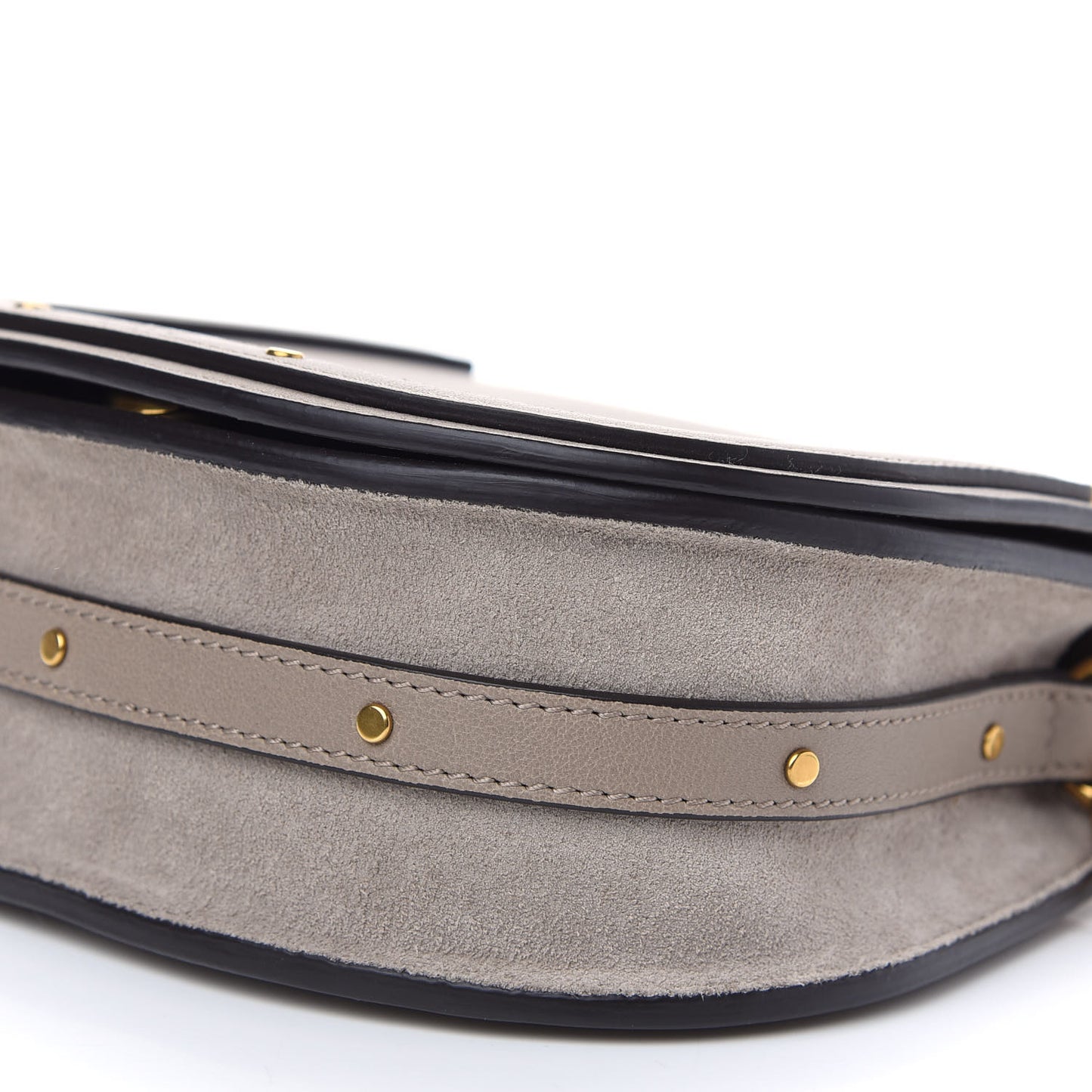Calfskin Suede Small Nile Bracelet Bag Motty Grey