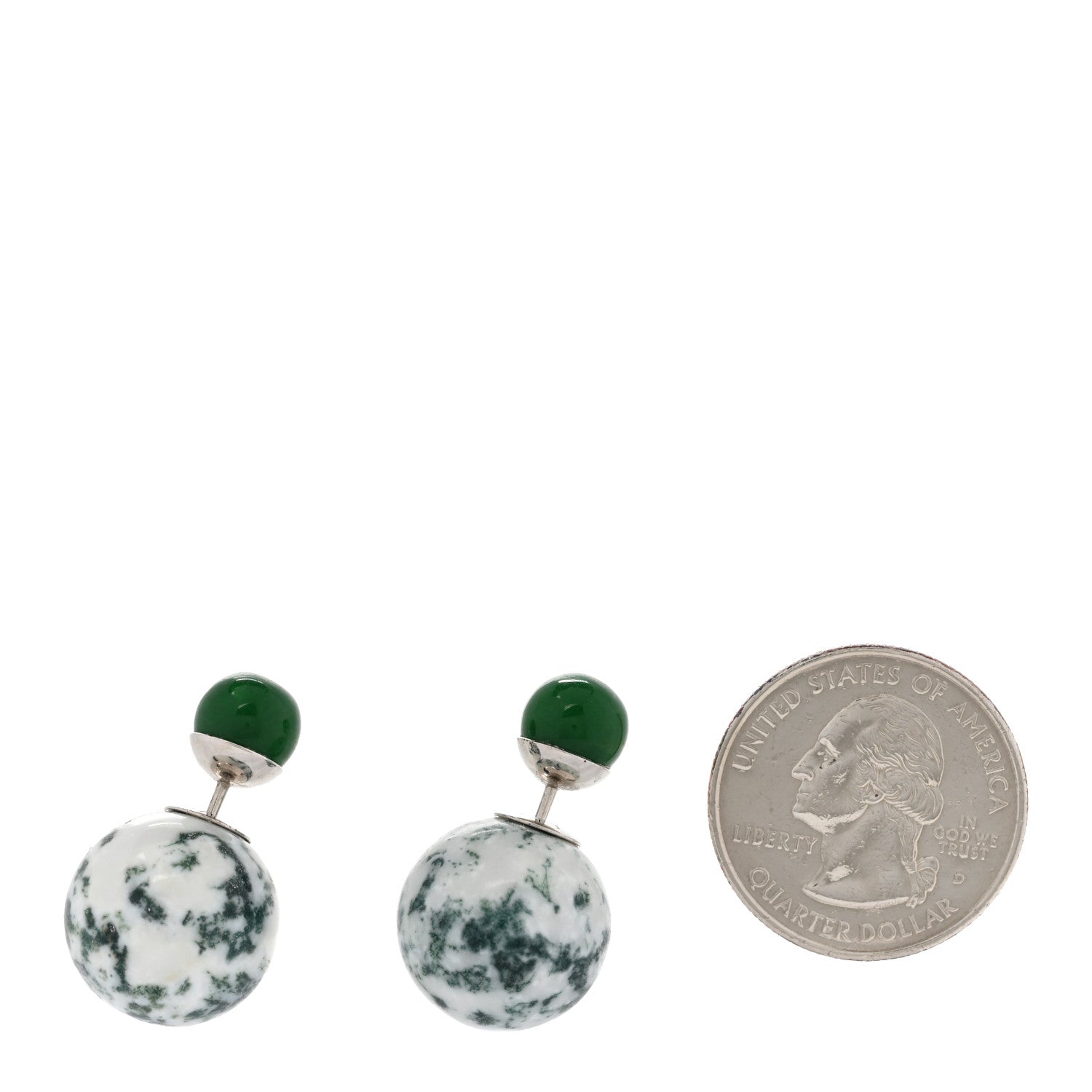 Christian Dior Palladium Mise En Dior Tribal Earrings Green 2 of 5