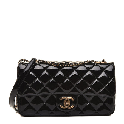 Chanel Patent Goatskin Quilted Medium CC Eyelet Flap Black 1 of 9