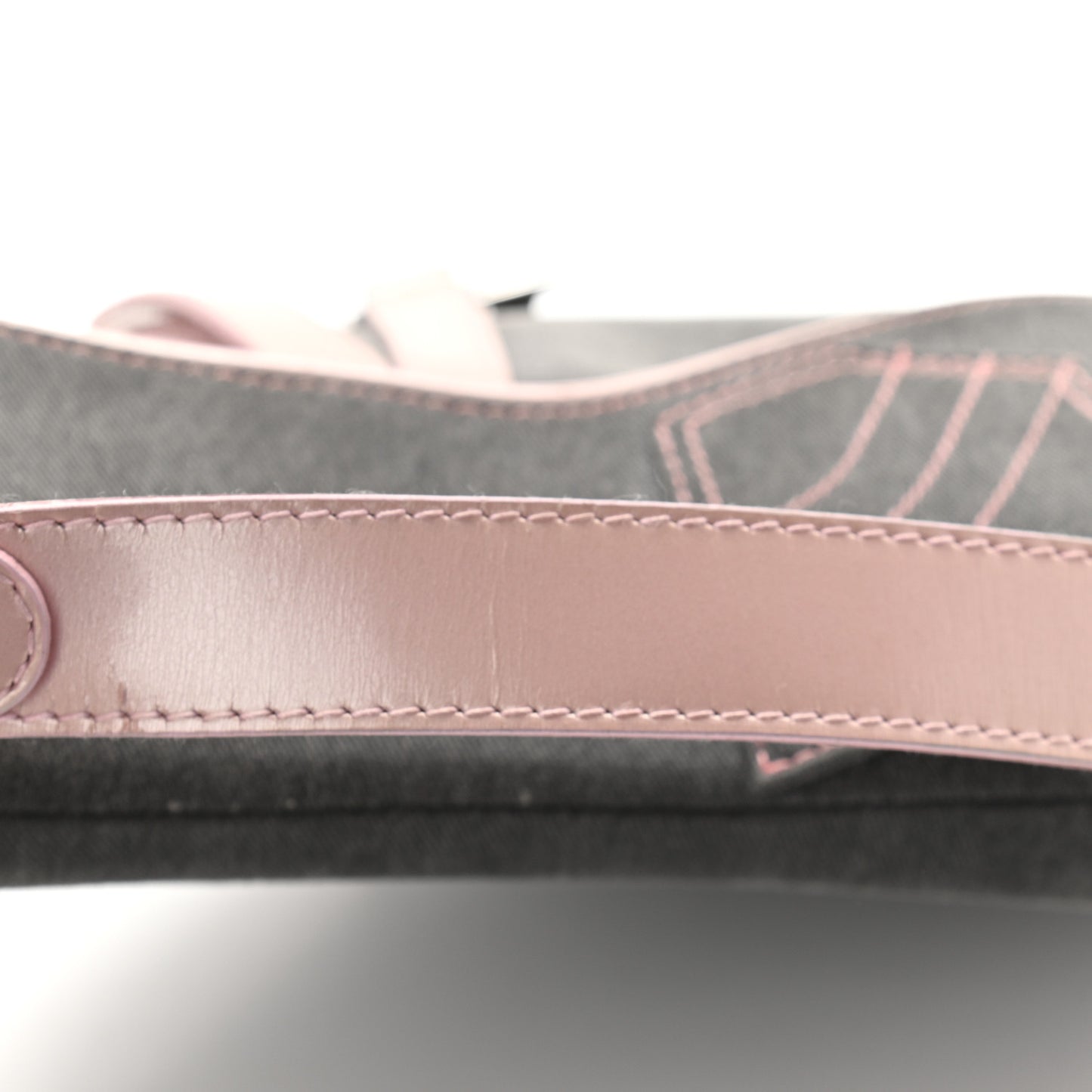 Patent Denim Jeans Saddle Bag Grey Pink