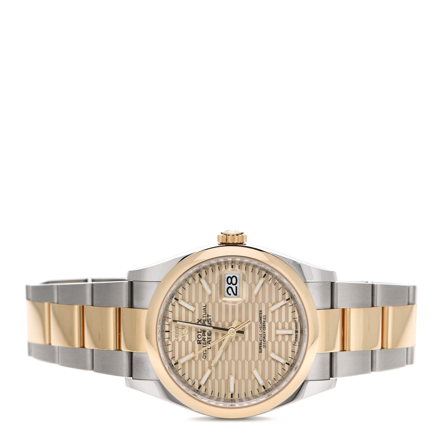 Stainless Steel 18K Yellow Gold 36mm Oyster Perpetual Datejust Watch Golden Fluted 126233