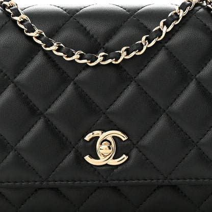 Chanel Lambskin Enamel Quilted Pearl Crush Wallet On Chain WOC Black 8 of 11