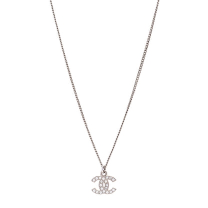 Chanel Crystal Timeless CC Necklace Silver 1 of 6