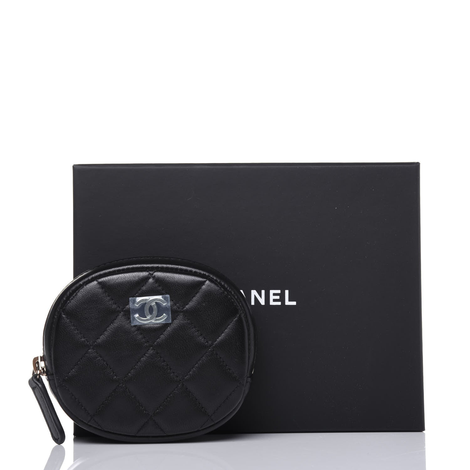 Chanel Lambskin Quilted Zip Around Classic Coin Purse Black 9 of 9