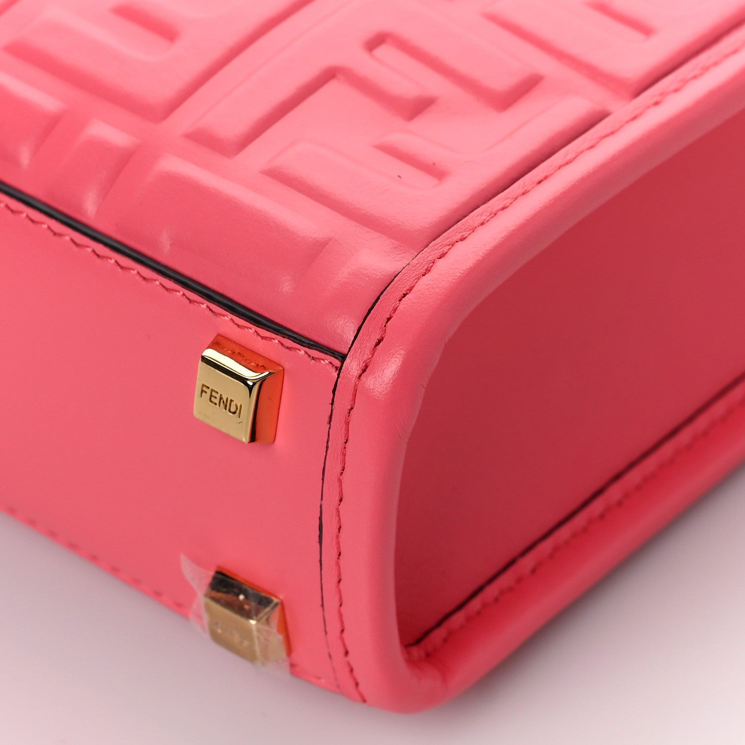 Fendi Vitello Plexiglass FF Embossed Mini Fendi Sunshine Shopper Tote Pink Dalia 8 of 8