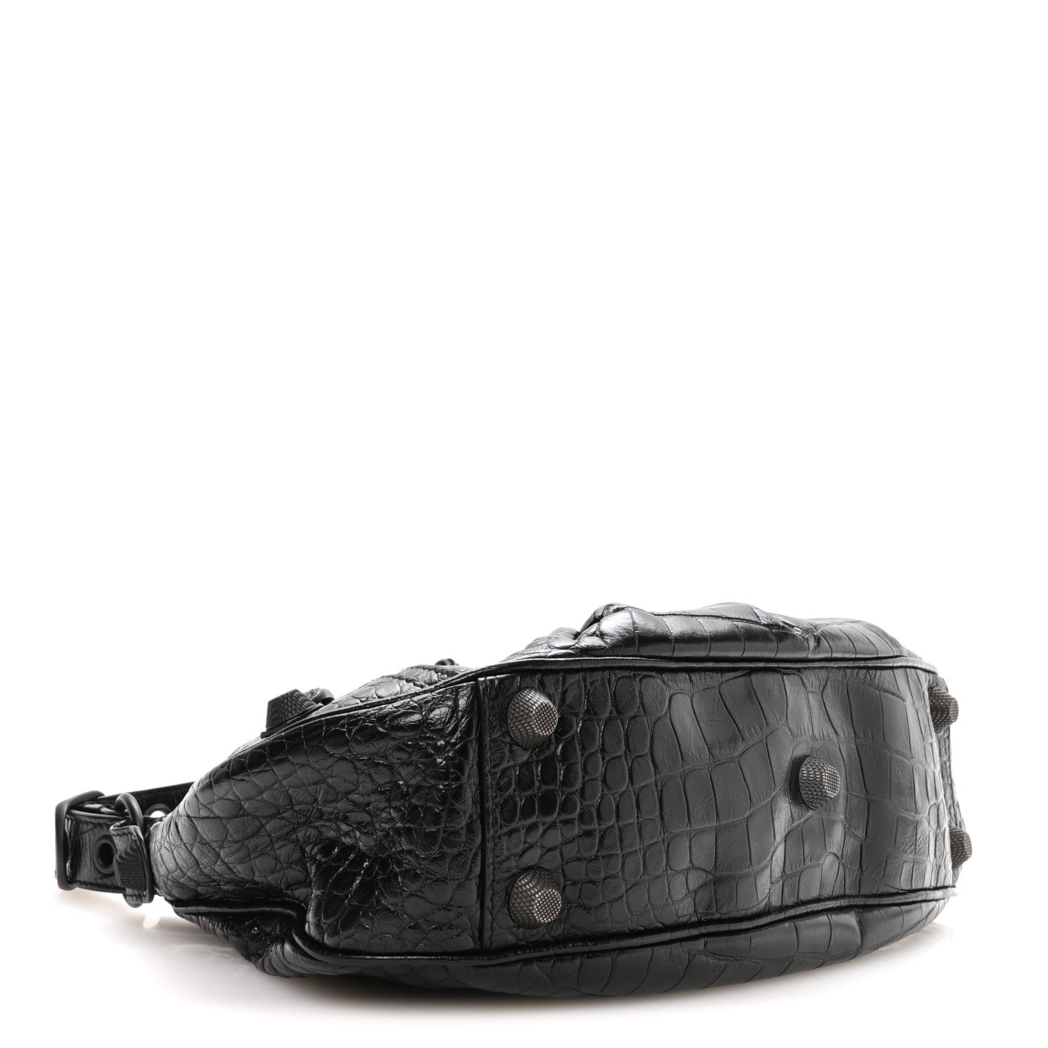 Balenciaga Extra Supple Calfskin Crocodile Embossed Monochrome Small Le Cagole Shoulder Bag Black 5 of 11