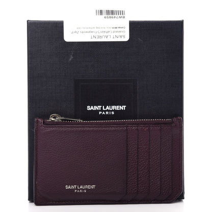 Saint Laurent Grained Calfskin 5 Fragments Zip Pouch Card Holder Amaranto 8 of 8