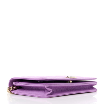 Chanel Caviar Quilted Boy Wallet On Chain WOC Purple 4 of 12