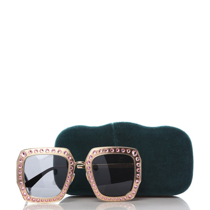 Gucci Metal Acetate Crystal Oversize GG0115S Sunglasses Rose Gold 8 of 8