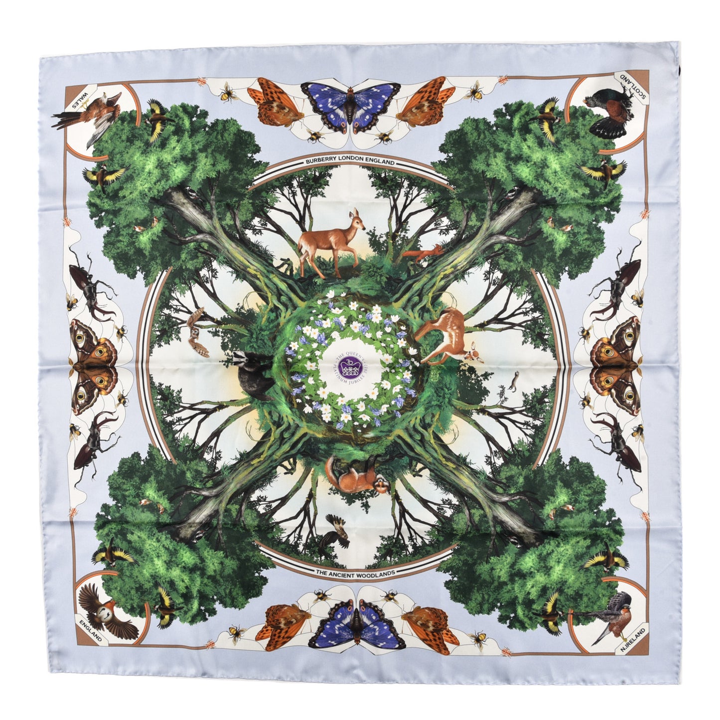 Silk The Queen’s Platinum Jubilee Square Scarf Pale Blue