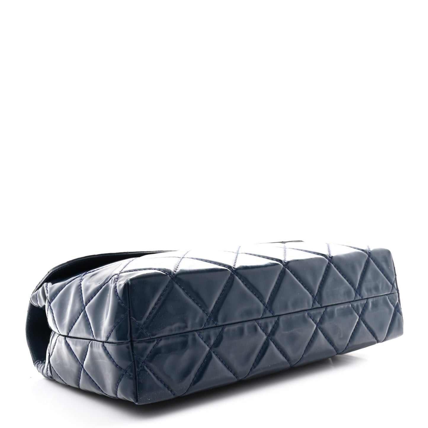 Vinyl Quilted In the Business Flap Bag Navy Blue