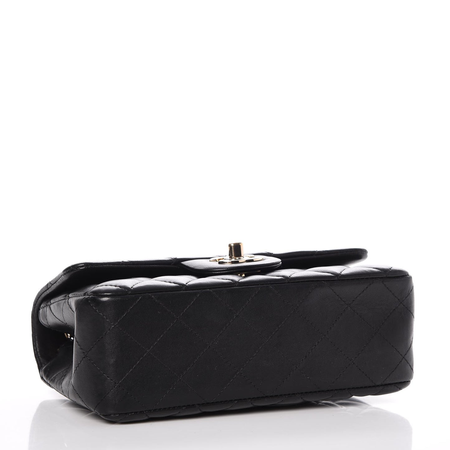Lambskin Quilted Mini Rectangular Flap Black