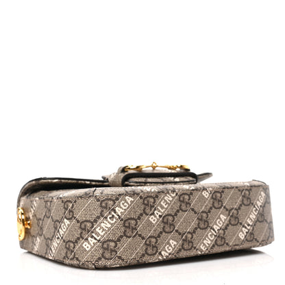 Gucci X BALENCIAGA GG Supreme Monogram Web Logo Print Mini Horsebit 1955 Shoulder Bag Beige Ebony 4 of 9