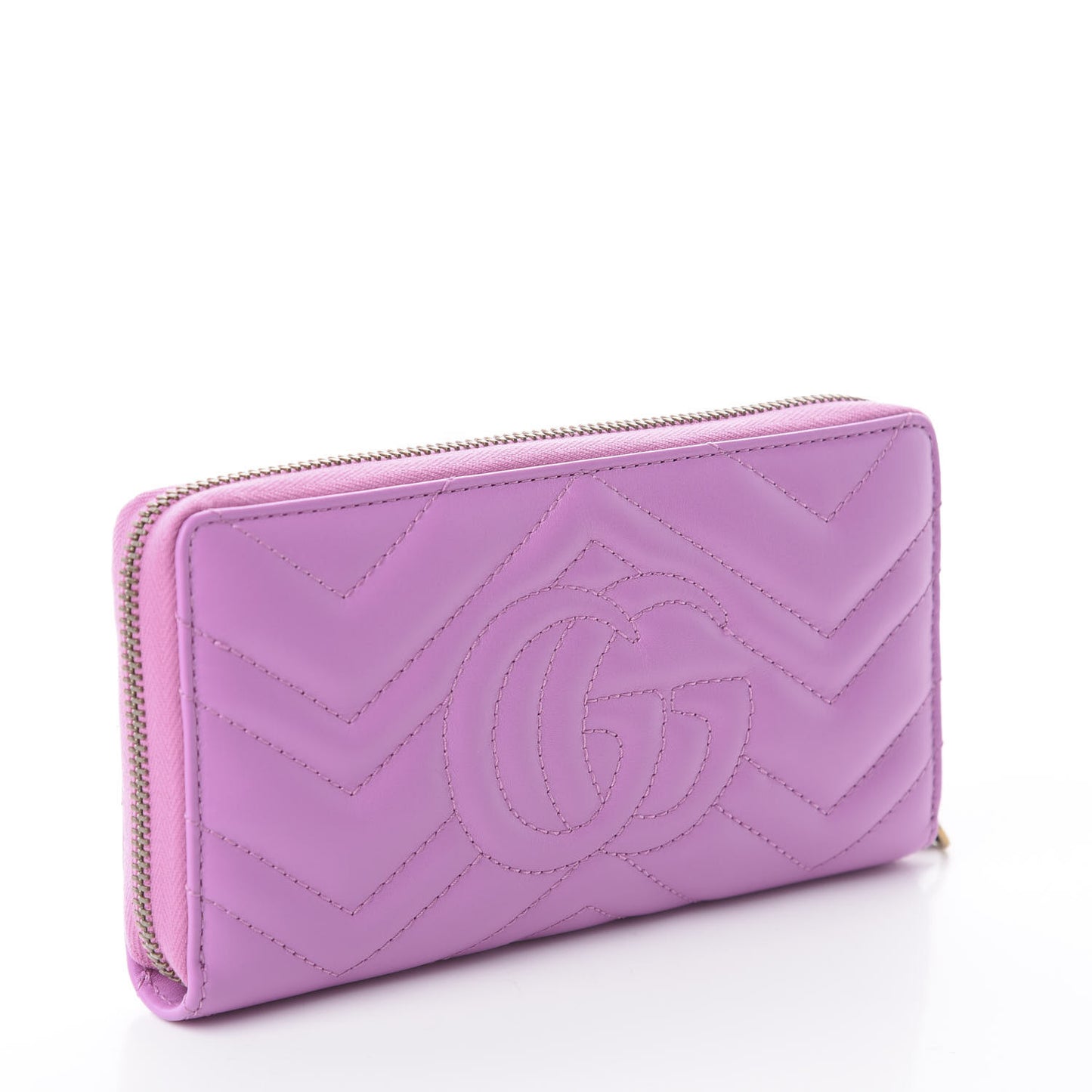 Calfskin Matelasse GG Marmont Zip Around Wallet Candy Mousse