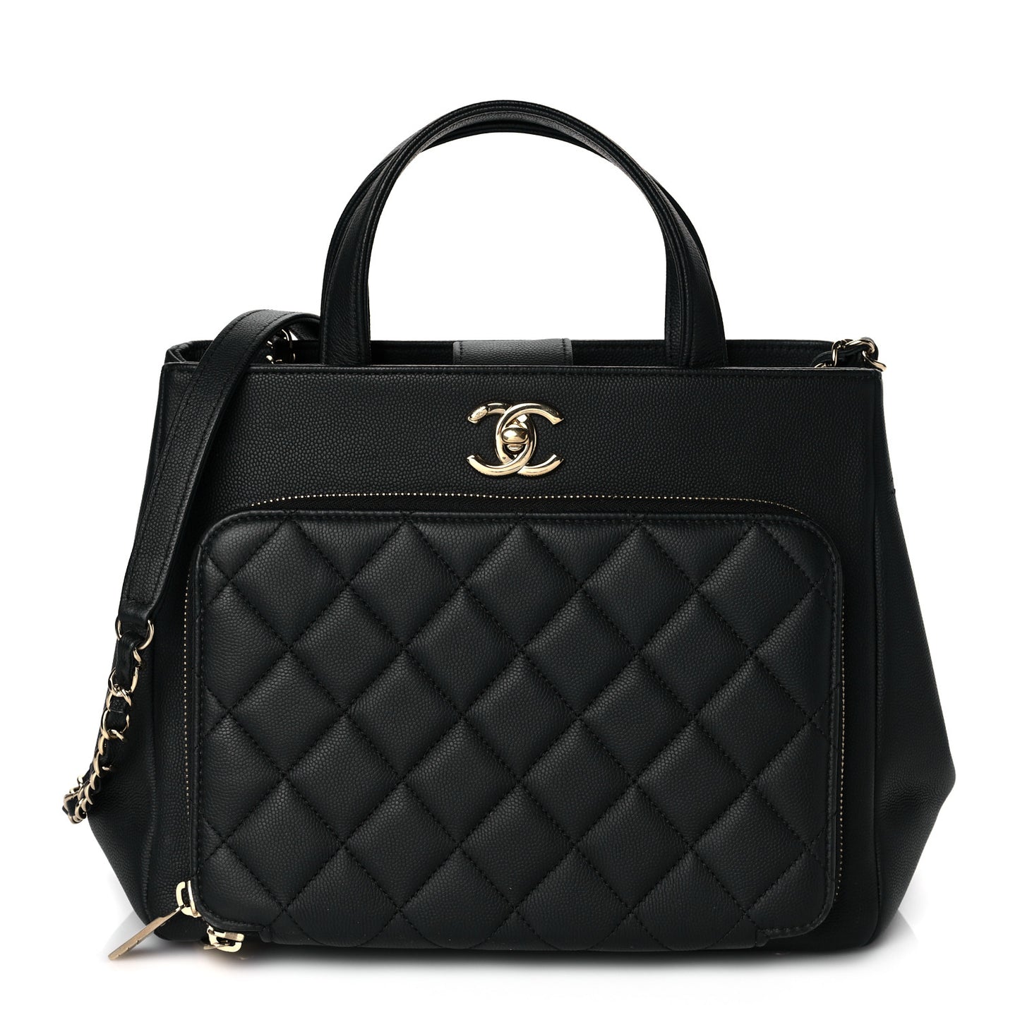 Caviar Quilted Small Business Affinity Shopping Bag Black