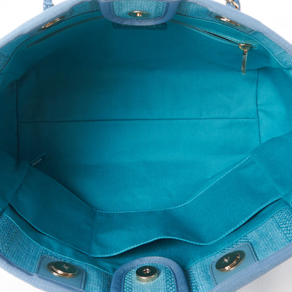 Chanel Mixed Fibers Striped Small Deauville Tote Blue 6 of 9