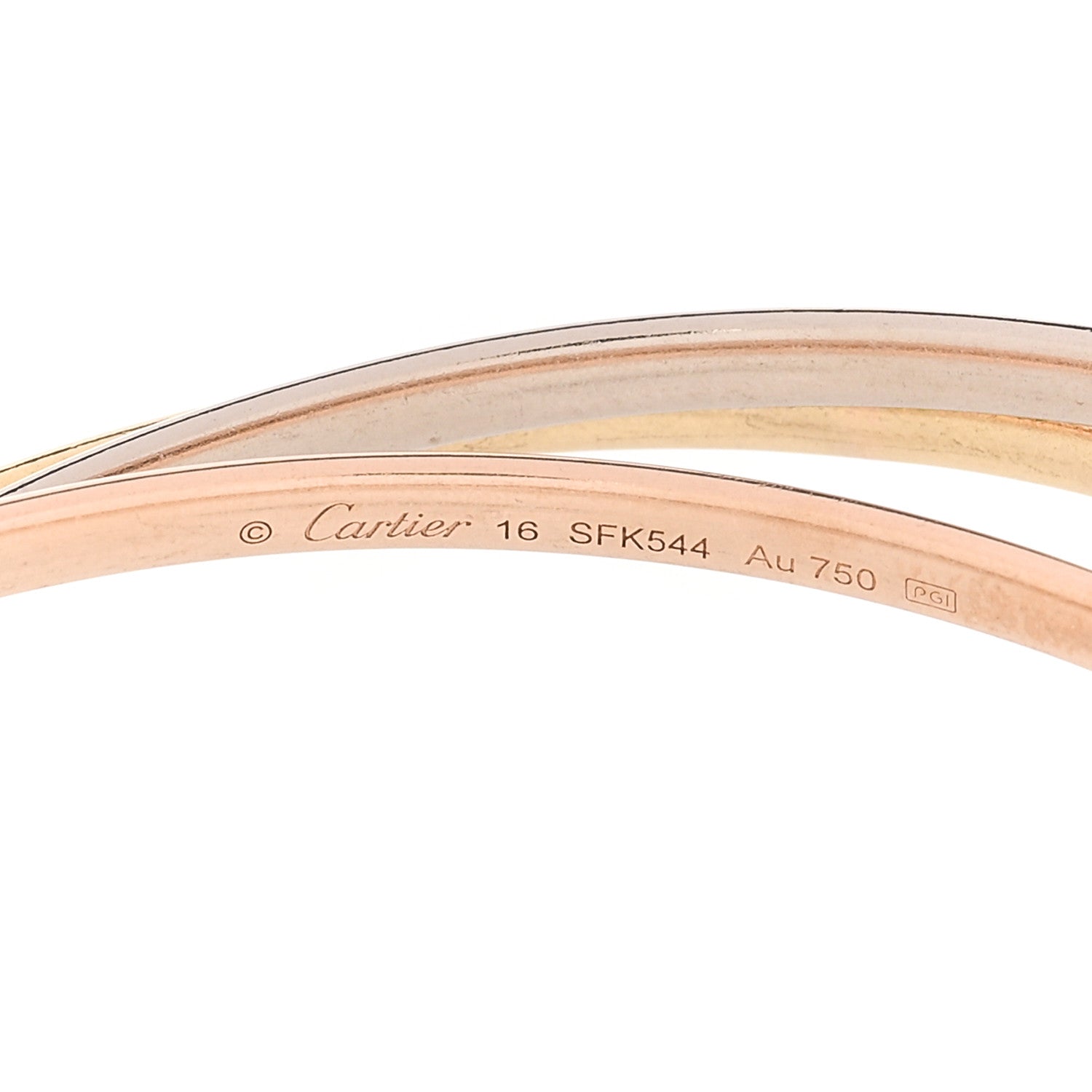 Cartier 18K Pink Yellow White Gold Trinity Small Bangle Bracelet 16 3 of 4
