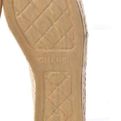 Chanel Lambskin CC Espadrilles 37 Beige Black 10 of 11