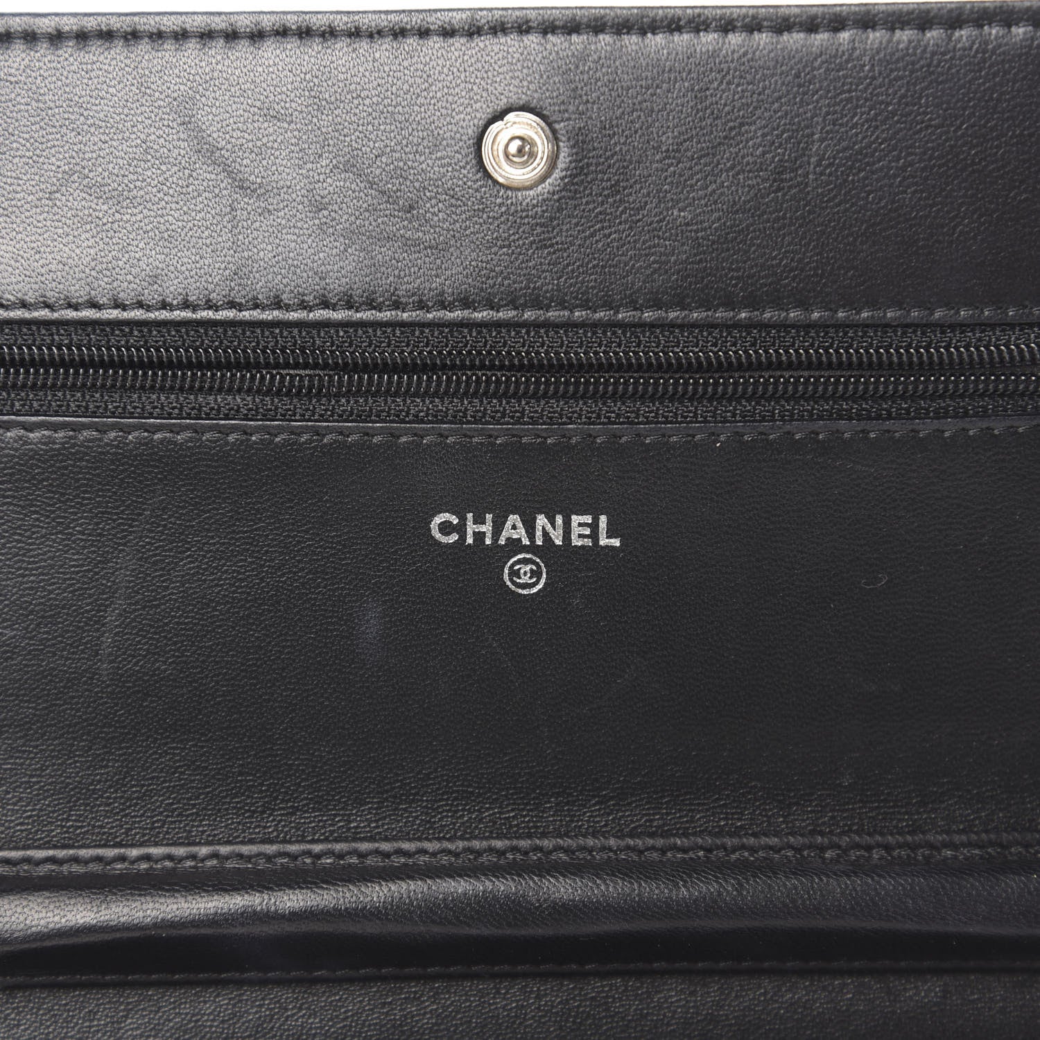 Chanel Goatskin Camellia Embossed Wallet on Chain WOC Black 7 of 15