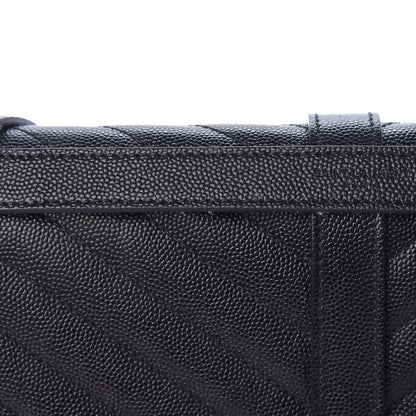 Saint Laurent Grain De Poudre Matelasse Chevron Large Monogram Satchel Black 14 of 19