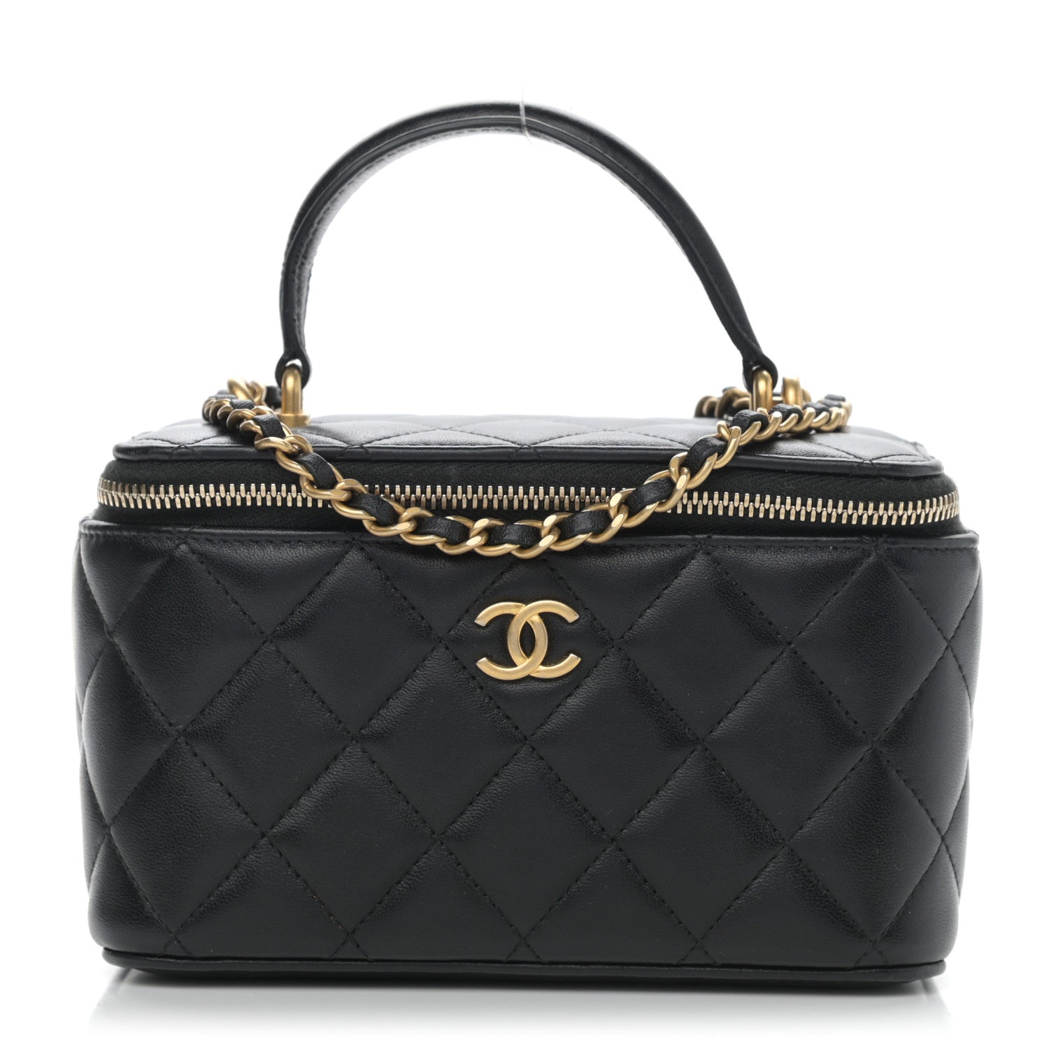 Chanel Lambskin Quilted Small Top Handle Vanity Case With Chain Black 1 of 11