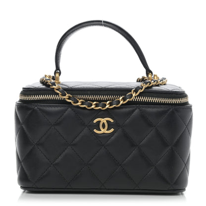 Chanel Lambskin Quilted Small Top Handle Vanity Case With Chain Black 1 of 11