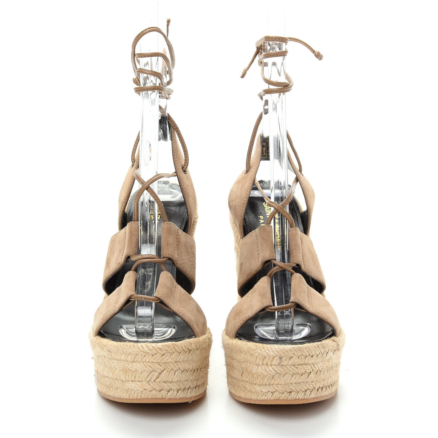 Saint Laurent Kid Scamosciato Espadrille Lace Up Wedges 35 New Sigaro 2 of 10
